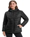 Hawke & Co. Women's Metallic Quilt Puffer Jacket In Black