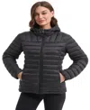 Hawke & Co. Women's Packable Quilted Hooded Puffer Jacket In Black
