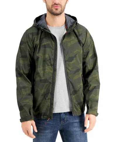 Hawke & Co. Men's All-season Lightweight Stretch Hooded Rain Jacket In Green