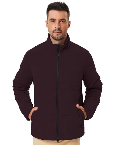 Hawke & Co. Men's Quilted Stretch Full-zip Jacket In Burgundy