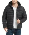 Hawke & Co. Men's Sherpa Lined Hooded Puffer Jacket In Black