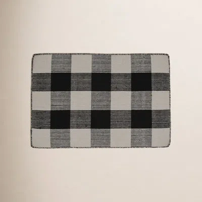 Hawkins New York Charliss Gingham Machine Woven Flatweave Shag Wool Area Rug In Light Gray,black