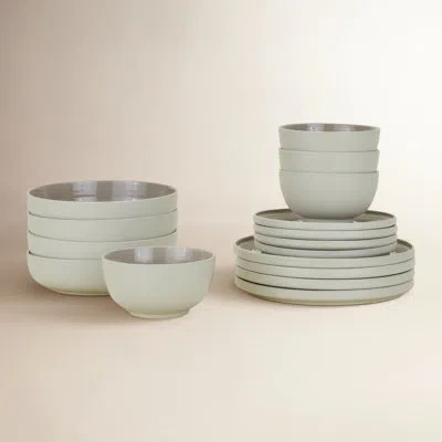 Hawkins New York Essential 16 Piece Stoneware Dinnerware Set - Service For 4 In Light Gray