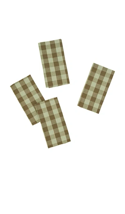 Hawkins New York Essential Gingham Dinner Napkins Set Of 4 In Sage & Olive