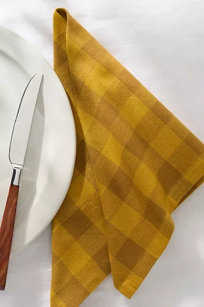 Hawkins New York Essential Gingham Dinner Napkins, Set Of 4 In Yellow