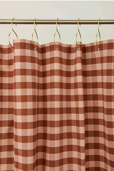 Hawkins New York Essential Gingham Shower Curtain In Blush/terracotta At Urban Outfitters