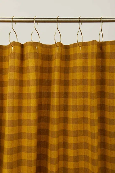 Hawkins New York Essential Gingham Shower Curtain In Mustard/bronze At Urban Outfitters