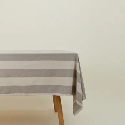 Hawkins New York Essential Rectangle Striped Cotton Tablecloth In Light Gray,dark Gray