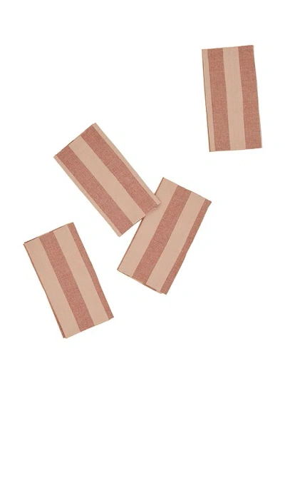 Hawkins New York Essential Striped Dinner Napkin In Blush & Terracotta