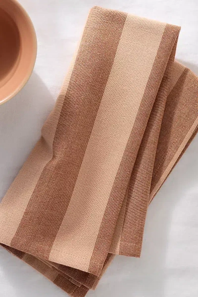 Hawkins New York Essential Striped Dinner Napkins, Set Of 4 In Brown