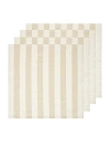 Hawkins New York Essential Striped Set Of 4 Dinner Napkins In Ivory & Flax