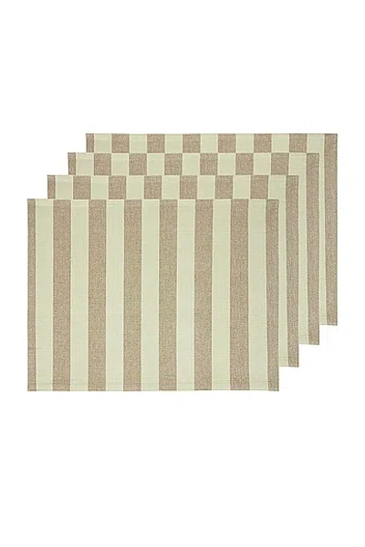 Hawkins New York Essential Striped Set Of 4 Placemats In Olive & Sage