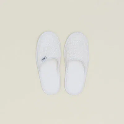 Hawkins New York Simple Cotton Waffle Slippers In White