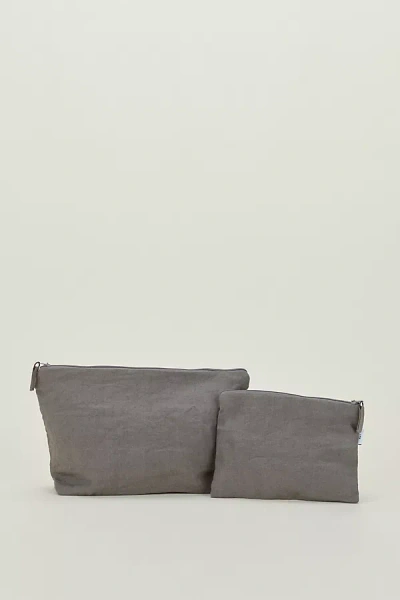 Hawkins New York Simple Linen Zipper Pouch In Grey