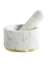 Hawkins New York Simple Marble And Brass Mortar And Pestle In White