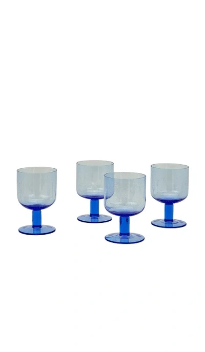 Hawkins New York Simple Seeded Glassware Set Of 4 In Blue