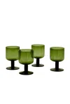 Hawkins New York Stemmed Simple Seeded Glassware Set Of 4 In Green