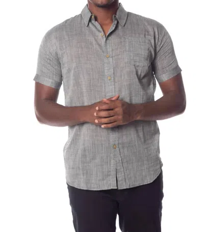 Hawks Bay Short Sleeve Button Up Shirt In Grey In Multi