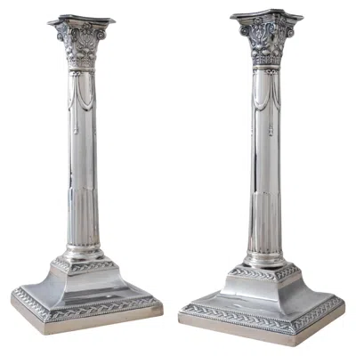 Pre-owned Hawksworth, Eyre & Co. Ltd. Hawksworth, Eyre & Co Ltd Georgian Sterling Silver Candlesticks, Sheffield 1905