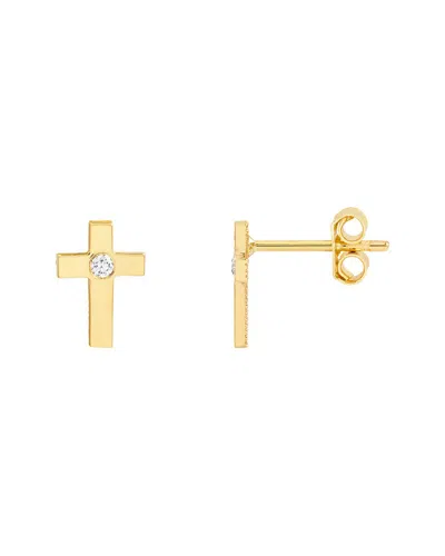 Hawley St 4pt Diamond Cross Stud Earrings In Gold