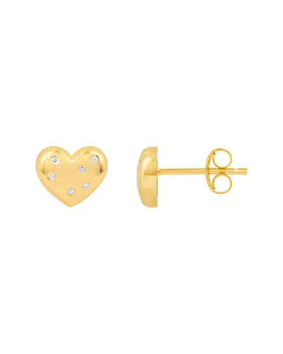 Hawley St 1/20tcw Diamond Puffy Heart Stud Earrings In Gold
