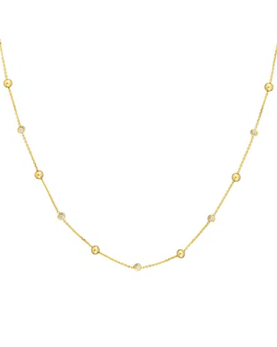 Hawley St Alternating Bezel Diamond & Bead Necklace In Gold