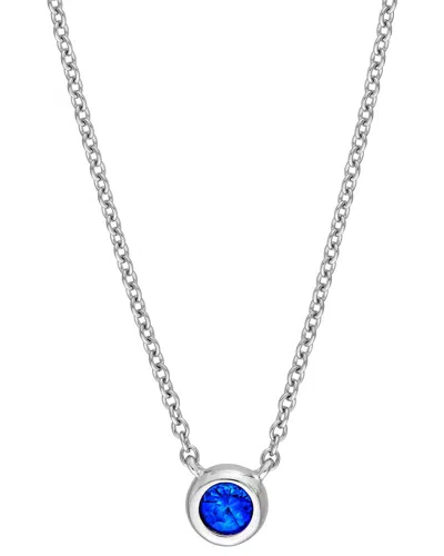 Hawley St 14k 0.15 Ct. Tw. Blue Sapphire Bezel Necklace In Metallic