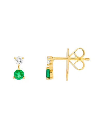 Hawley St 14k 0.37 Ct. Tw. Diamond & Emerald Stud Earrings
