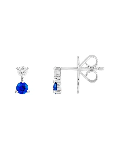 Hawley St 14k 0.43 Ct. Tw. Diamond & Blue Sapphire Fashion Earrings