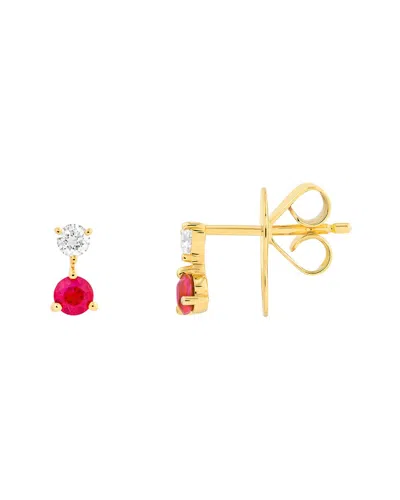 HAWLEY ST HAWLEY ST 14K 0.43 CT. TW. DIAMOND & RUBY STUD EARRINGS