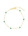 Hawley St Turquoise Enamel Star Station Bracelet In Gold