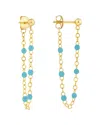 Hawley St 6 Beads Turq Enamel Front To Back Earrings In Gold