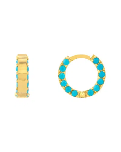 Hawley St Hoop Earrings With Turquoise Stones In Gold