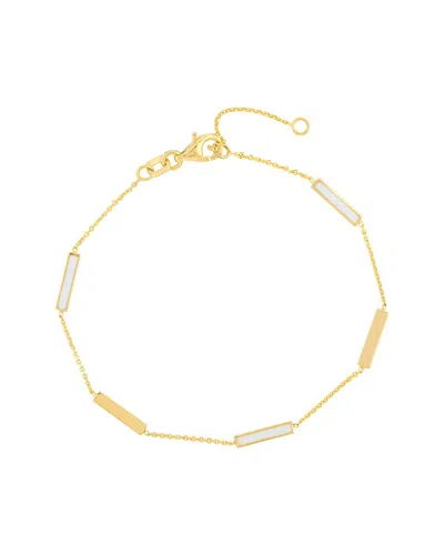 Hawley St White Enamel Alternating Bar Bracelet In Gold