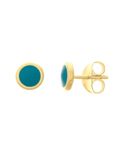 Hawley St Turquoise Enamel Circle Stud Earrings In Gold