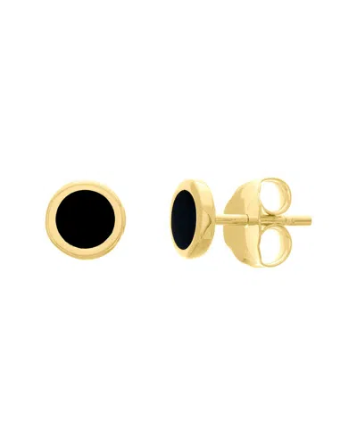 Hawley St Onyx Enamel Circle Stud Earrings In Gold