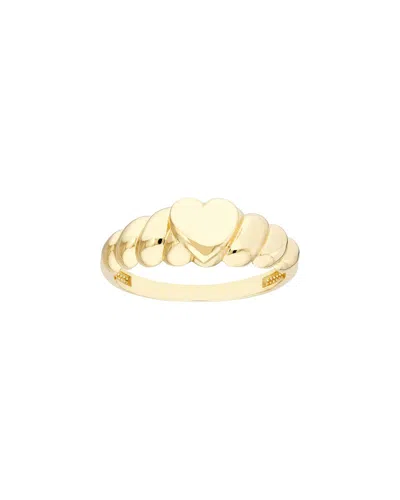 Hawley St Puffed Heart Ribbed Sides Ring In Gold