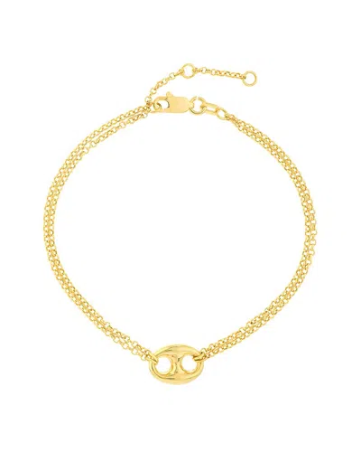 Hawley St Double Chain Bracelet With Puff Mariner Element In Brown