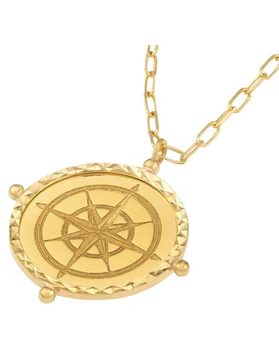 Hawley St Wind Rose Compass Medallion On Paper Clip Chain In Gold