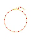 Hawley St Red Enamel Bead Piatto Chain In Gold
