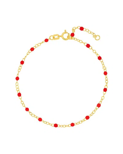 Hawley St Red Enamel Bead Piatto Chain In Gold