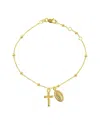 Hawley St Adjustable Virgin Mary & Cross Beaded Bracelet In Gold
