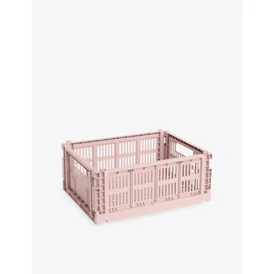 Hay Blush Colour Stackable Medium Plastic Crate 34cm X 26cm In Pink