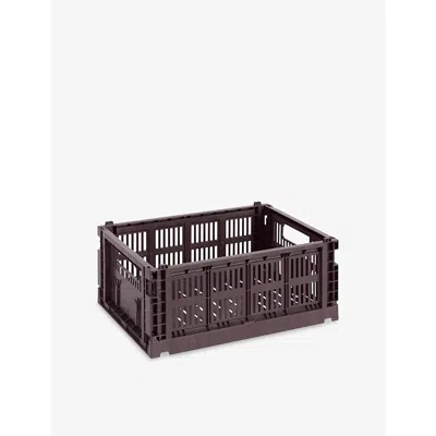 Hay Bordeaux Colour Stackable Medium Plastic Crate 34cm X 26cm In Burgundy
