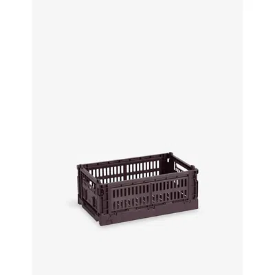 Hay Bordeaux Colour Stackable Small Plastic Crate 26cm X 17cm In Burgundy