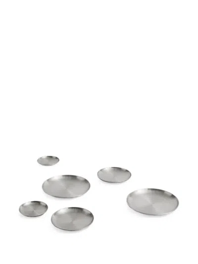 Hay Brushed-finish Circular Plates In Silver
