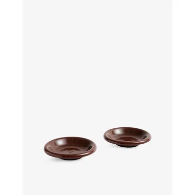 Hay Burgundy Barro Round Terracotta Bowls Set Of Two In Brown
