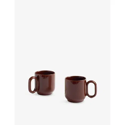 Hay Burgundy Barro Terracotta Mugs Set Of Two In Brown
