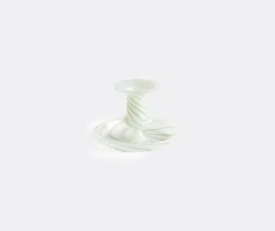Hay Flare Striped Glass Candleholder In Green