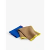 Hay Fuschia And Beige Canteen Waffle-texture Cotton Dish Cloths Pack Of Two In Fuschia And Beige